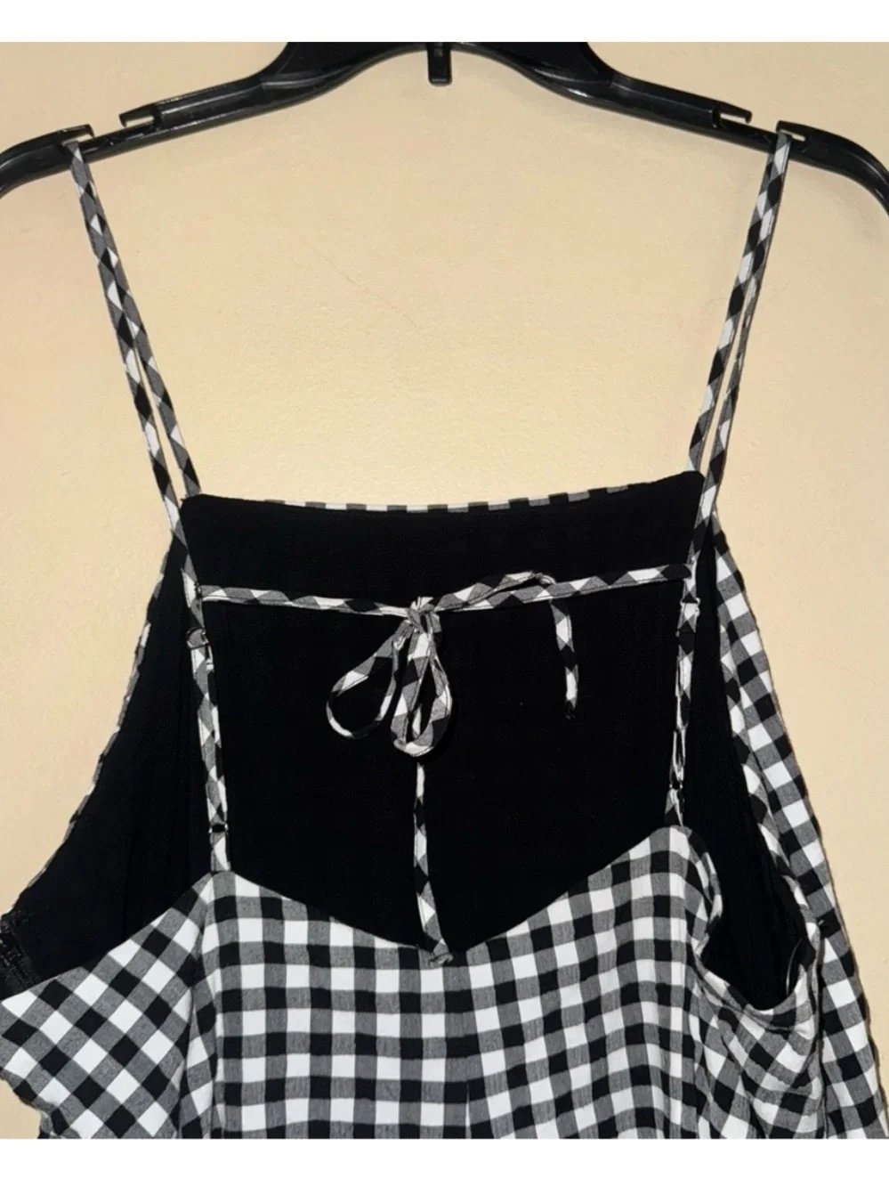 Anthropologie Black White Gingham Apron Style Mini Dress Size L NWOT!